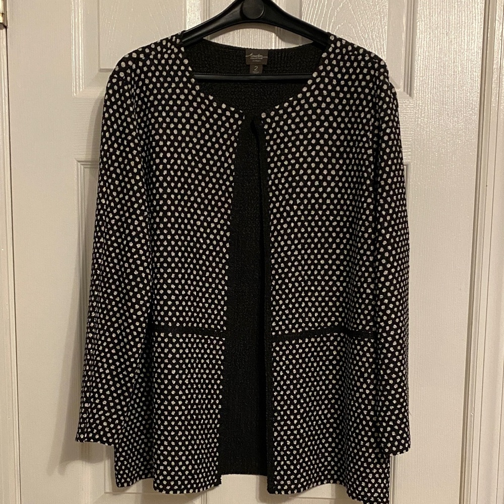 Chico's Travelers Collection Black Textured Cardigan
